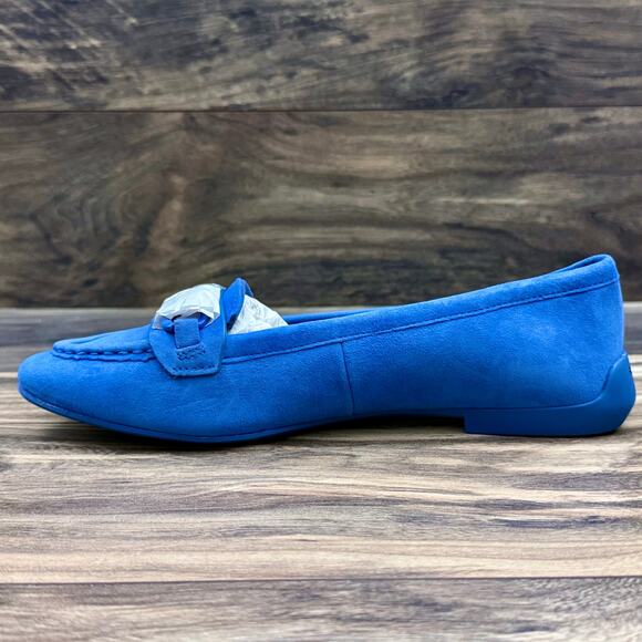 NIB Franco Sarto 7.5M Farah Blue Suede Chain Loafer Flats - Picture 9 of 13